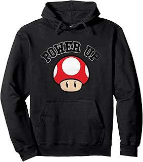 Power Up Red Mushroom Distressed Pullover Hoodie