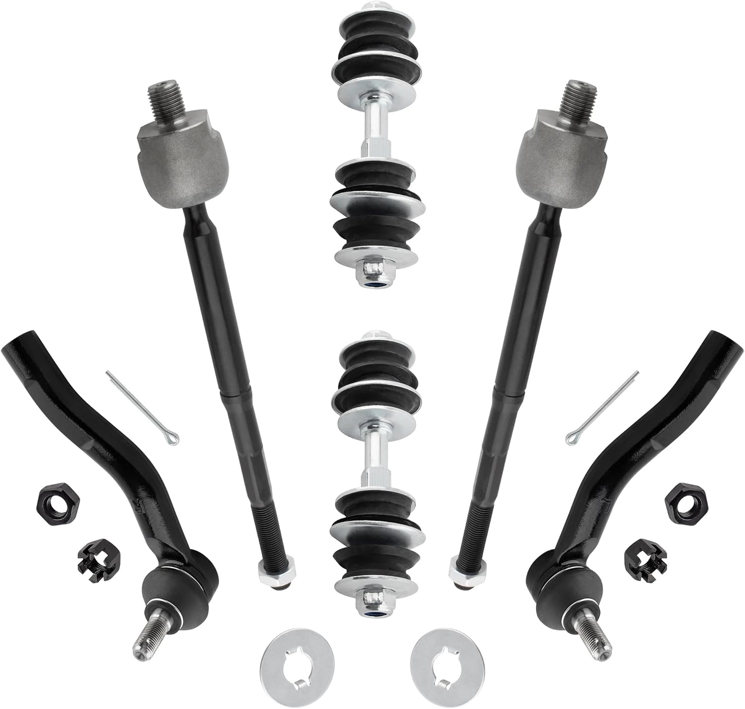 6pcs Front Suspension Kit Inner Outer Tie Rod End Sway Bar End Link Replacement For 2000-2005 For Toyota Echo K90390 ES3555 ES3556 EV410