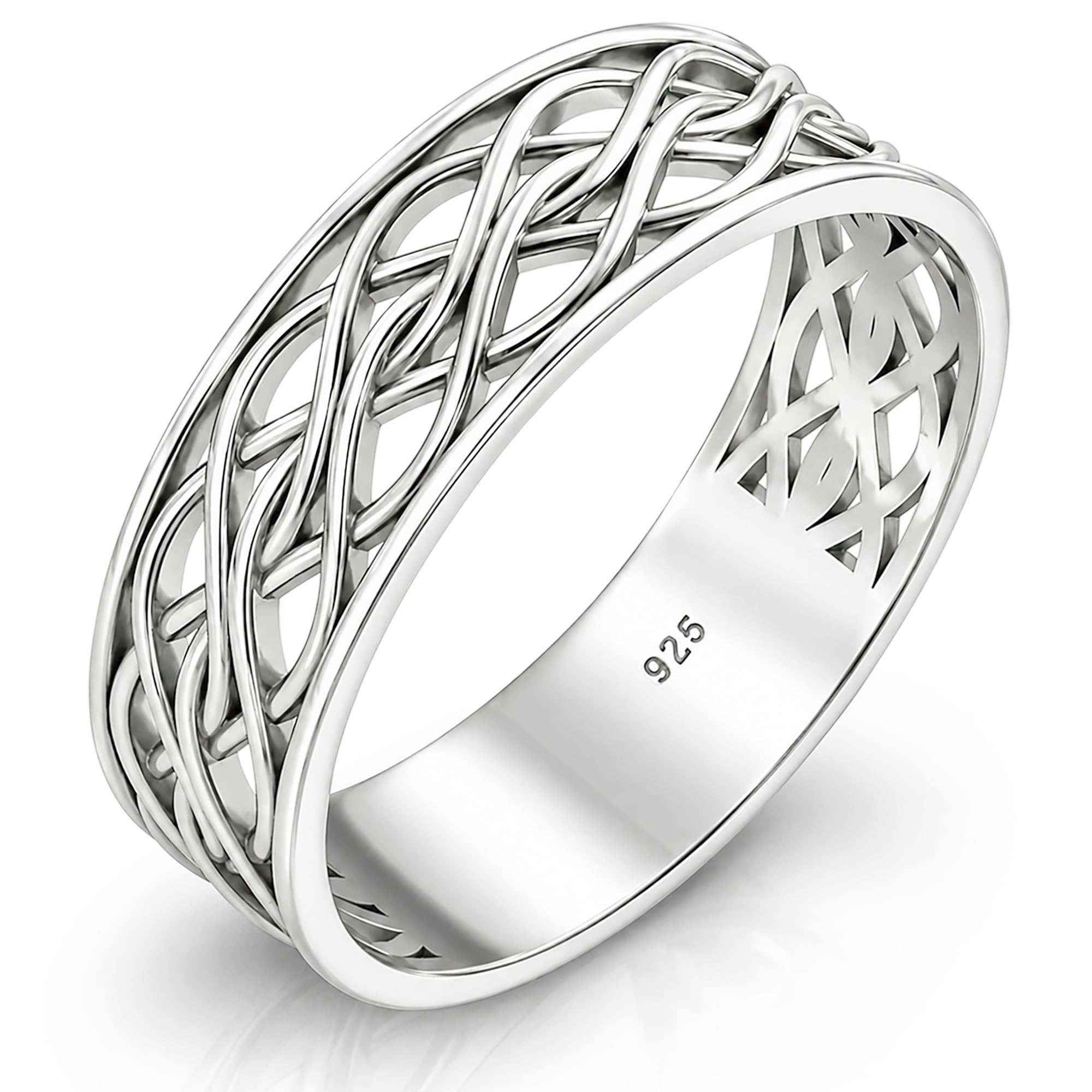Endless Irish Celtic Knot Band Ring Oxidized 925 Sterling Silver