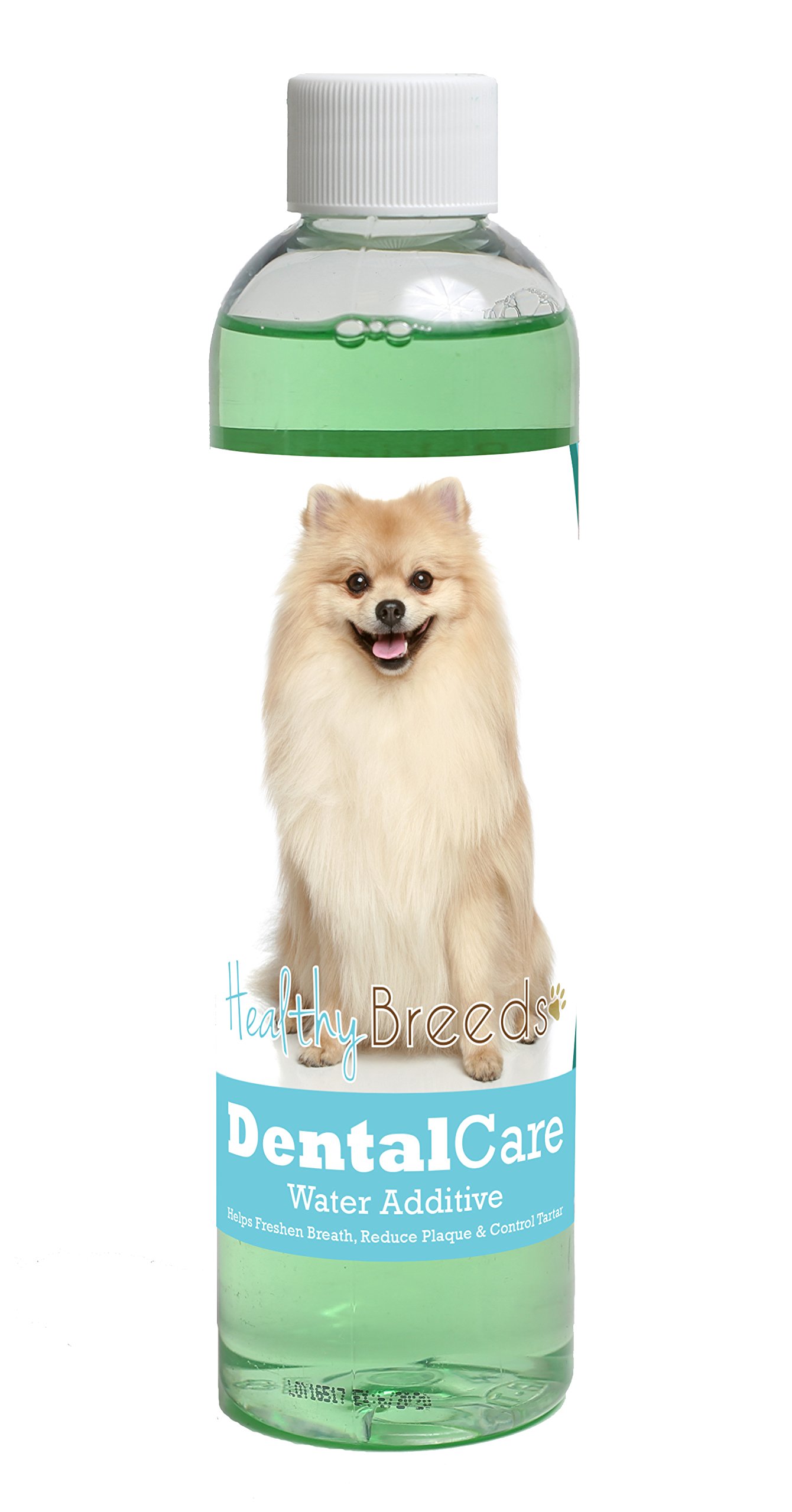 Healthy Breeds Dog Dental Care Water Additive for Pomeranian - Helps Freshen Breath, Reduce Plaque & Control Tartar - Mint Flavor - 8 oz