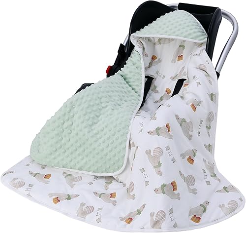 Miniatura 10 de Miracle Baby Manta para asiento de automóvil, 2 en 1, manta de algodón suave para asiento de automóvil y cochecito infantil con agujeros para arnés
