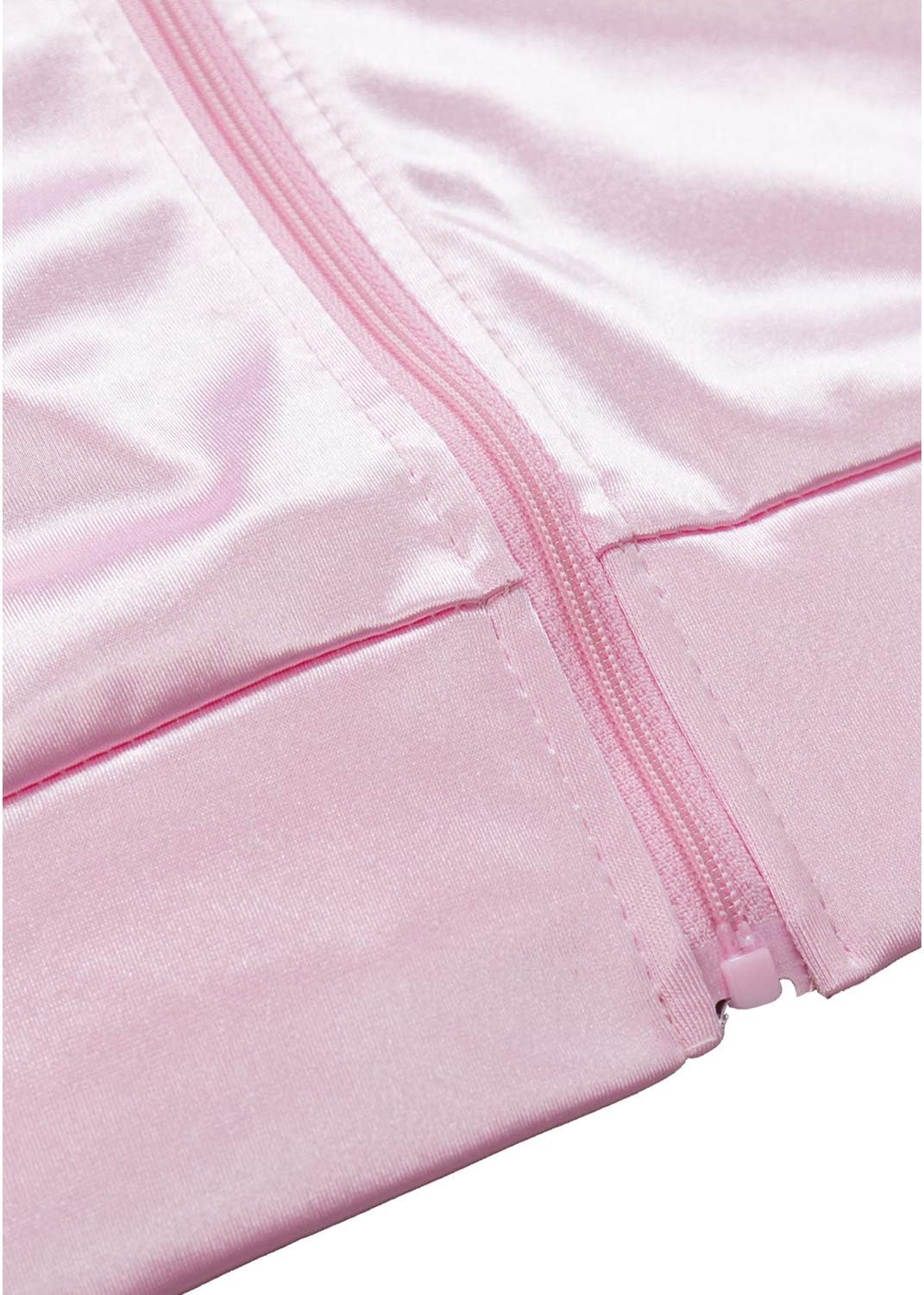 Women's 50s Ladys Pink Satin Jacket Jacket with Neck Scarfs Halloween Cosplay Costume - Image 3