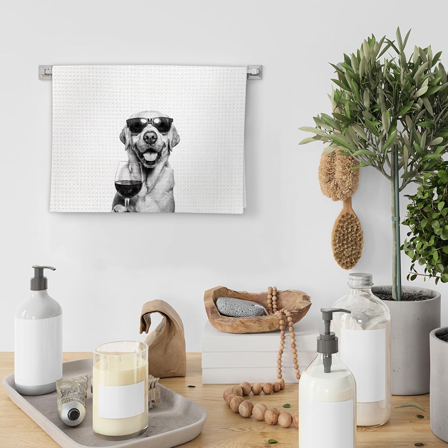 Labrador Retriever Gifts Wine Kitchen Towels, Gifts for Labrador Retriever Dog Wine Lovers Decorative Hand Dish Towel for Kitchen Home Bar, Funny LabradorDog Owners Home Bar Decor(16x24In) - Image 4