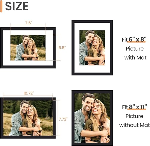 Vista 317 de upsimples - Portarretratos de 8.5 x 11 pulgadas, para fotos de 6 x 8 pulgadas con paspartú o de 8.5 x 11 pulgadas sin paspartú, marcos de fotos