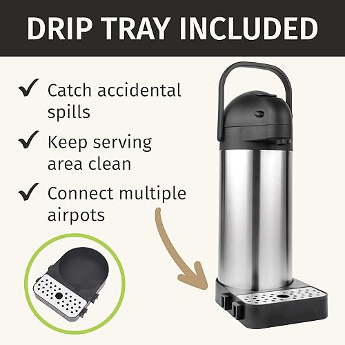 Miniatura 12 de Jarra térmica para café Airpot de 74 oz, mantiene el café caliente durante 12 horas y frío durante 24 horas, termo de café de acero inoxidable