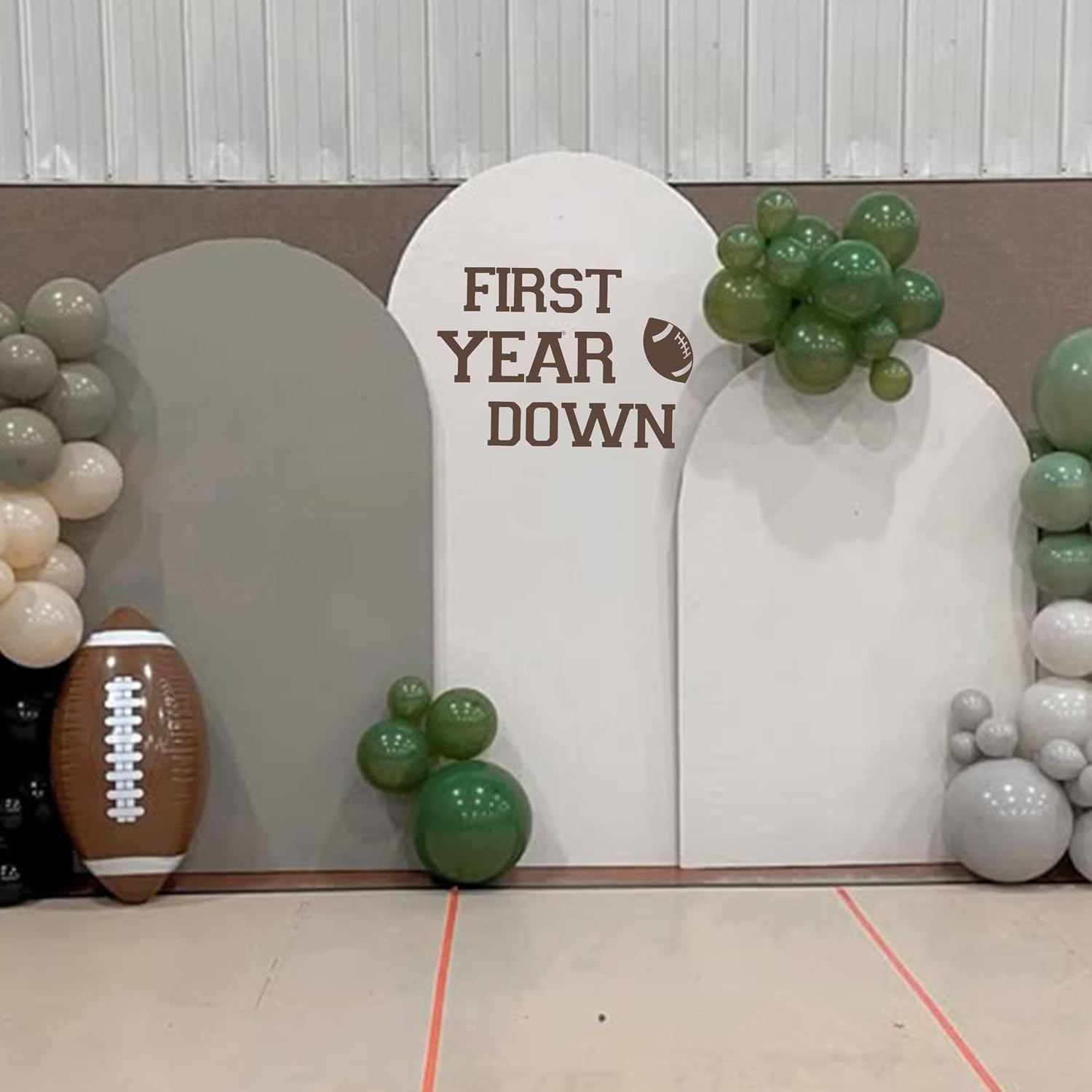 First Year Down Decal - Football Themed First Birthday Party Decorations Wall Decal, Sports Themed 1st Birthday Party Supplies Stickers, Football Sign Balloon Arch, Party Backdrop Wall Stickers