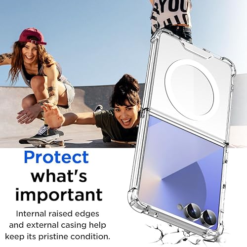 Miniatura 10 de AICase Funda transparente para Samsung Galaxy Z Flip 5, compatible con MagSafe, transparente, protección a prueba de golpes, resistente al