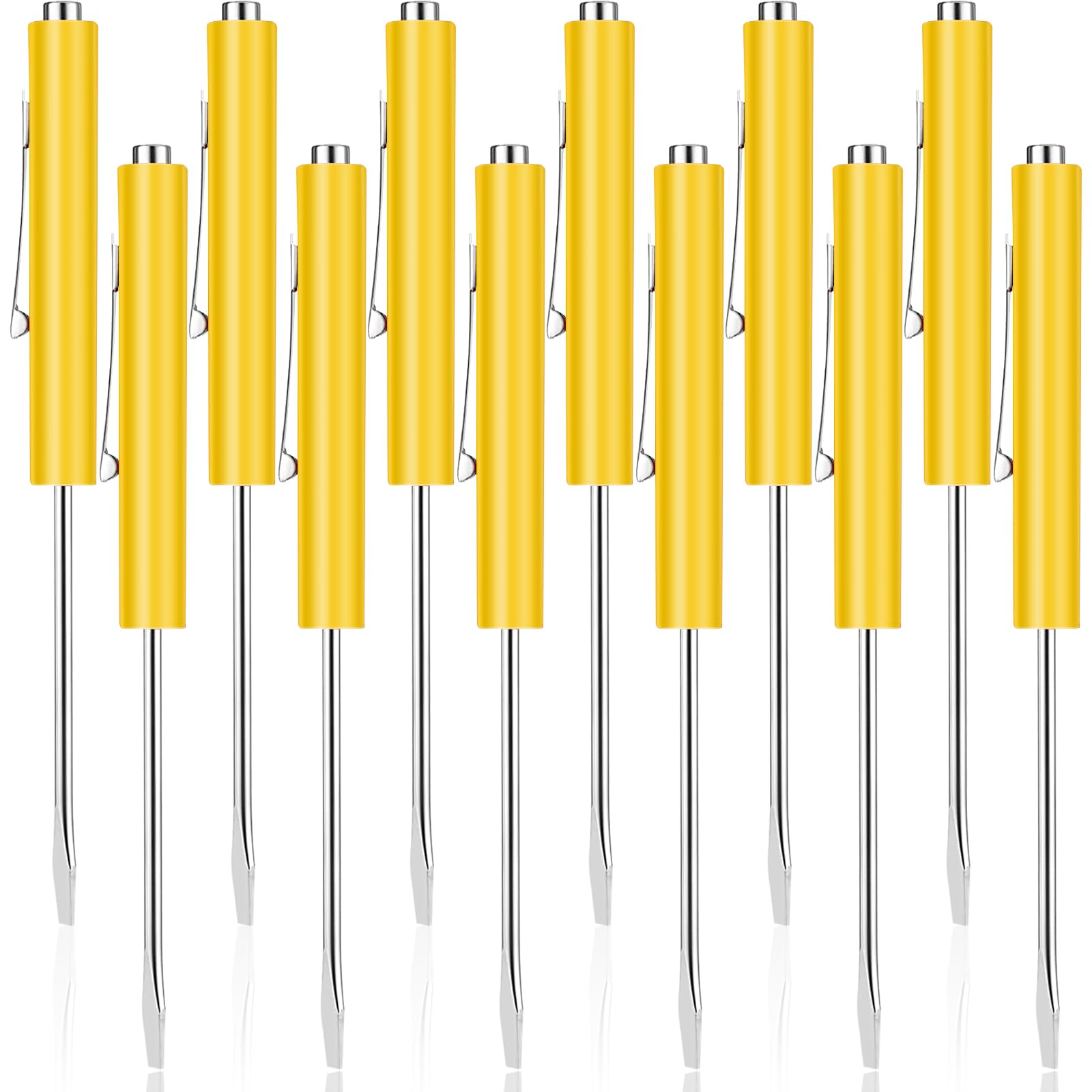 12 Pieces Pocket Screwdriver Mini Tops And magnetic pocket screwdriver with A Single Blade Head for Mechanical, Electrician (yellow)