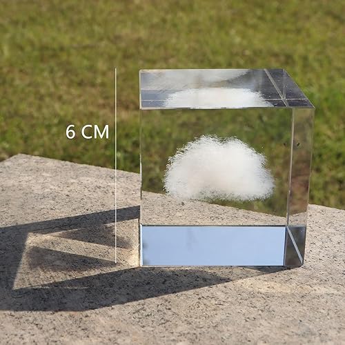 Miniatura 6 de 3D Nube Crystal Cube Decoración de habitación K9 Pisapapeles de vidrio Feng Shui Adornos Figuritas Grabado para el Hogar 6 * 6CM