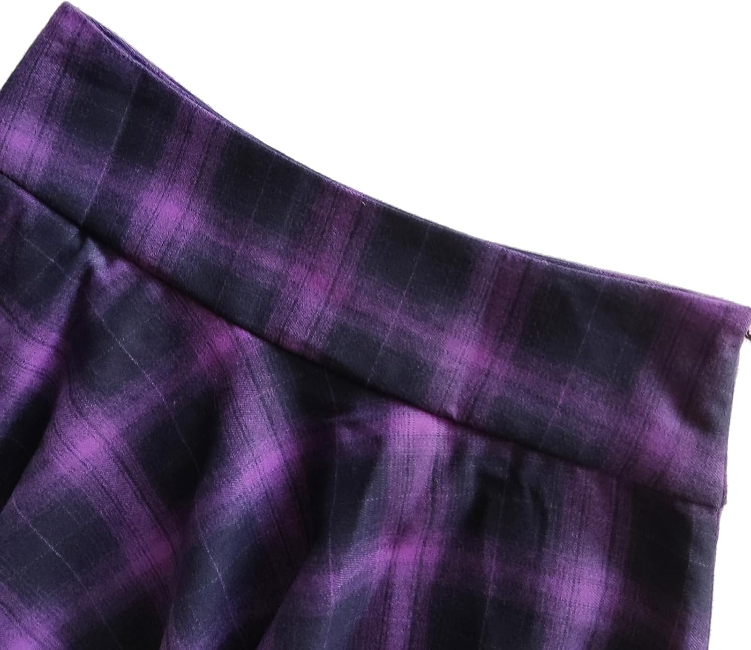 TONCHENGSD Women's Gothic Plaid Skirt High Waisted A-line Flare Mini Skirt