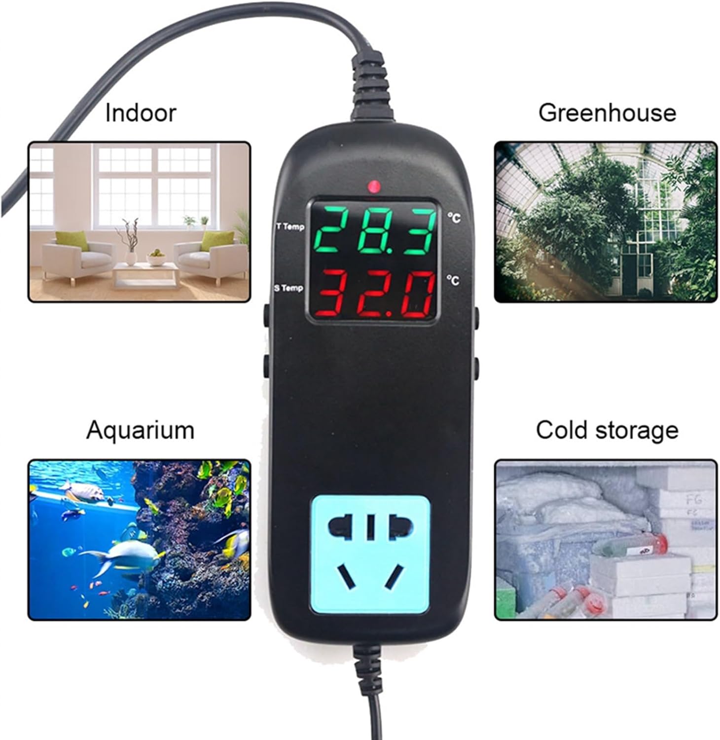 MH2000 AC 220V Intelligent Temperature Controller Heating and Cooling Control Microcomputer Thermostat Fish Tank Aquaruim