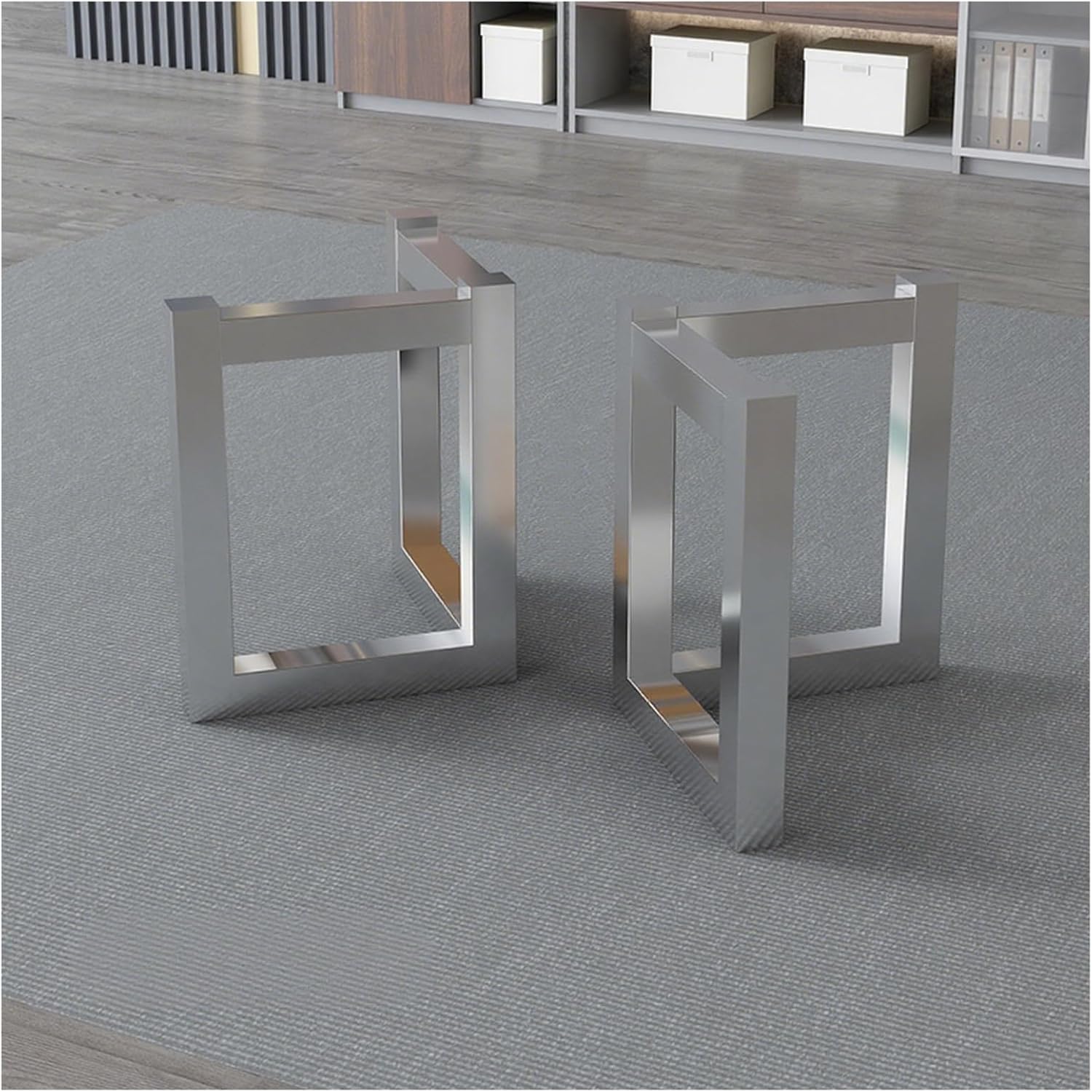 Height 28.3" Heavy-Duty Stainless Steel Table Legs Water Proof and Rust-Proof V-Shaped/T-Shaped Desk Leg Suitable for Dining/Office/Bars Counters/Conference Tables (2-Piece Set)