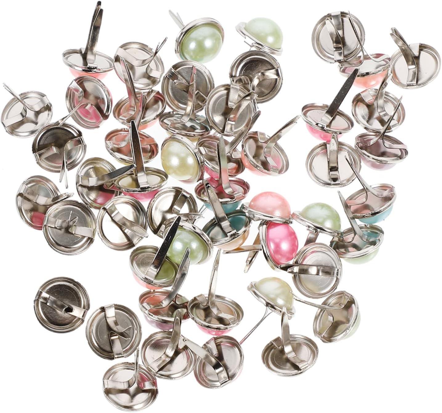 Hohopeti 50 Pcs Mini Brads Round Paper Fasteners Metal Alloy Paper Craft Brads for Scrapbooking DIY Decorative Nails Random Color