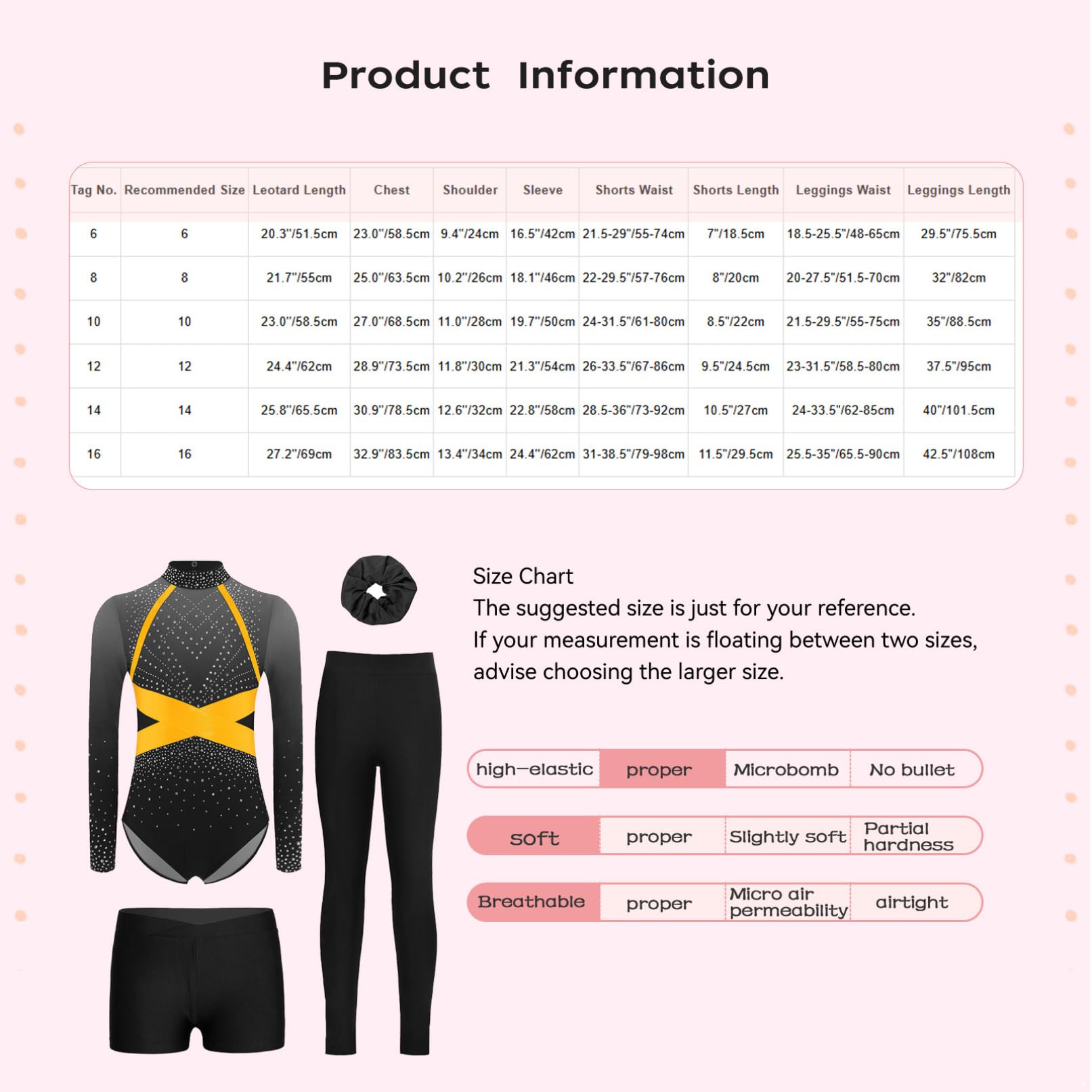 TiaoBug Maillot De Baile Gimnasia para Niña Leotardo Manga Larga con Leggings Cortos Elásticos Y Pantalones Body De Ballet Clásica