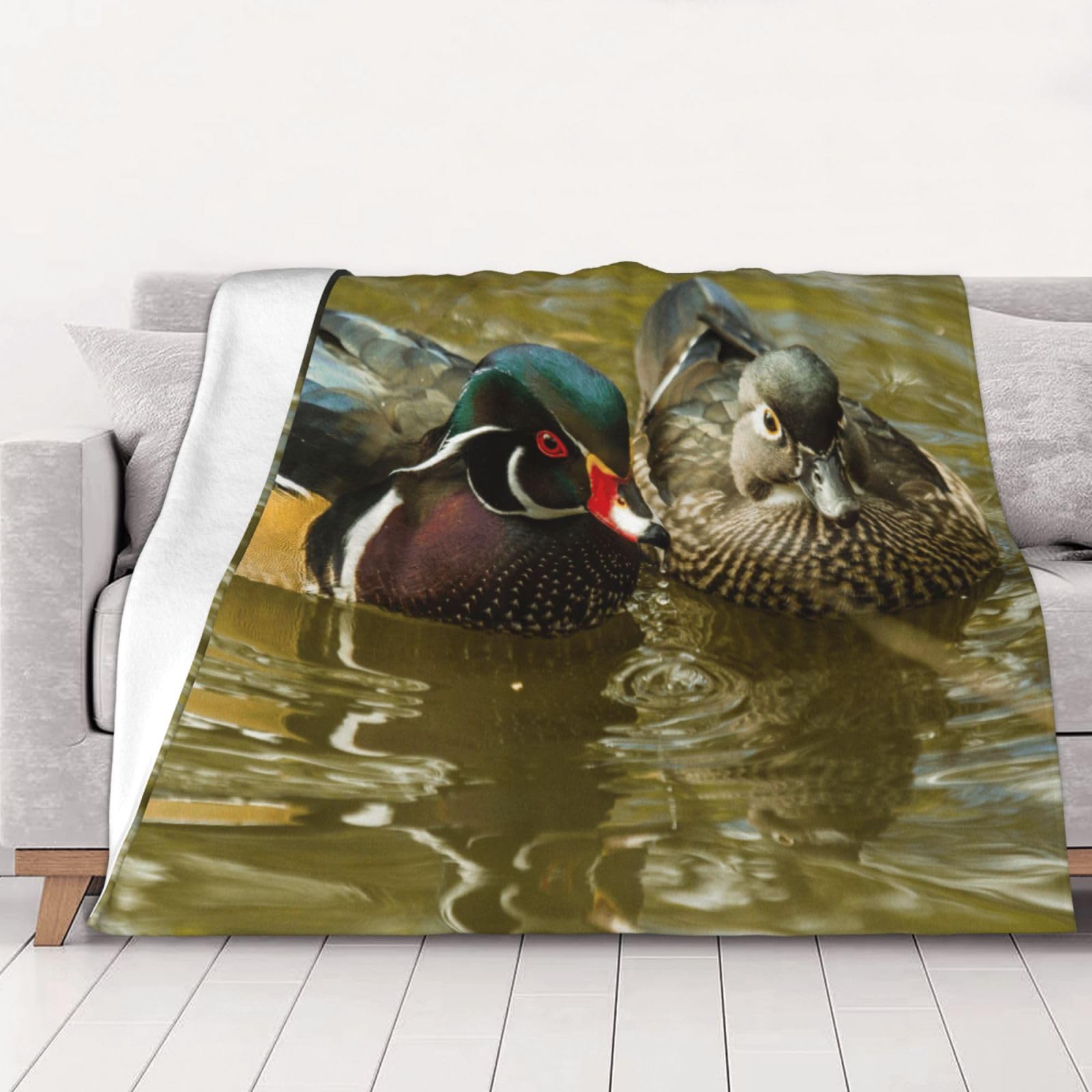 Couverture en flanelle canard domestique plaid doux chaud jeté de lit adulte
