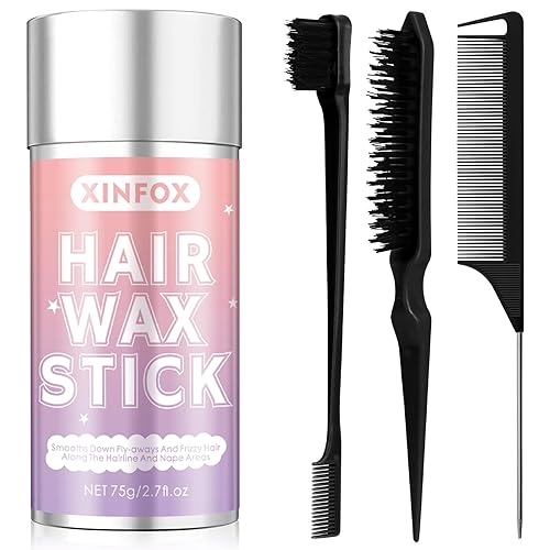 Miniatura 8 de Barra de cera para el cabello, cepillo liso para cabello, cera en barra para cabello suelto, set de accesorios para peinado con peine de cola de 4