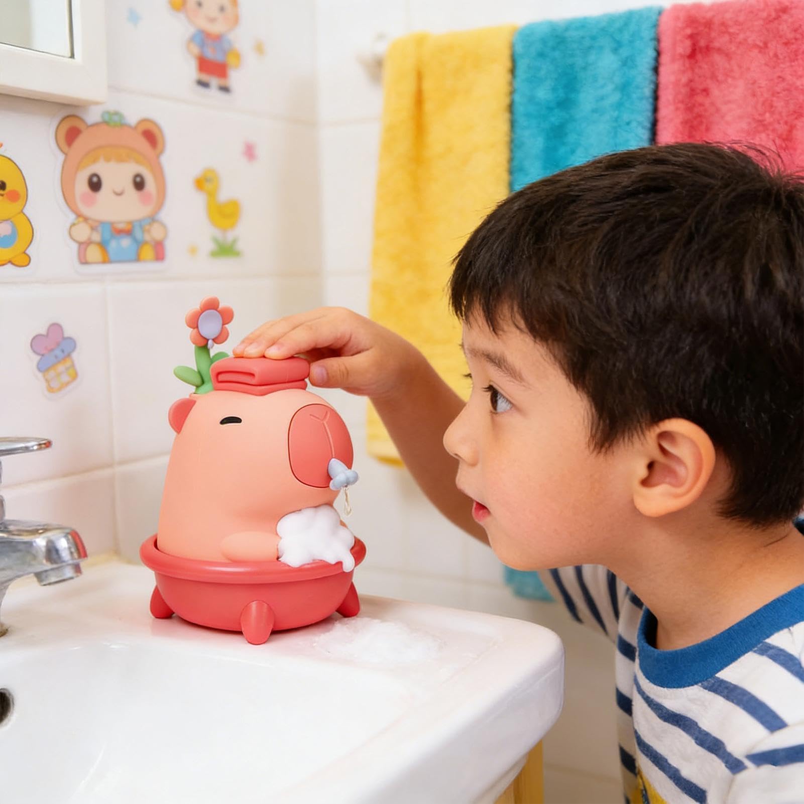 Erogatore Automatico Di Sapone Ricaricabile a Forma di Capibara | Erogatore Detergenti Cucina Senza Contatto Per Casa Bagno Cucina Gel Doccia Shampoo Bagnoschiuma