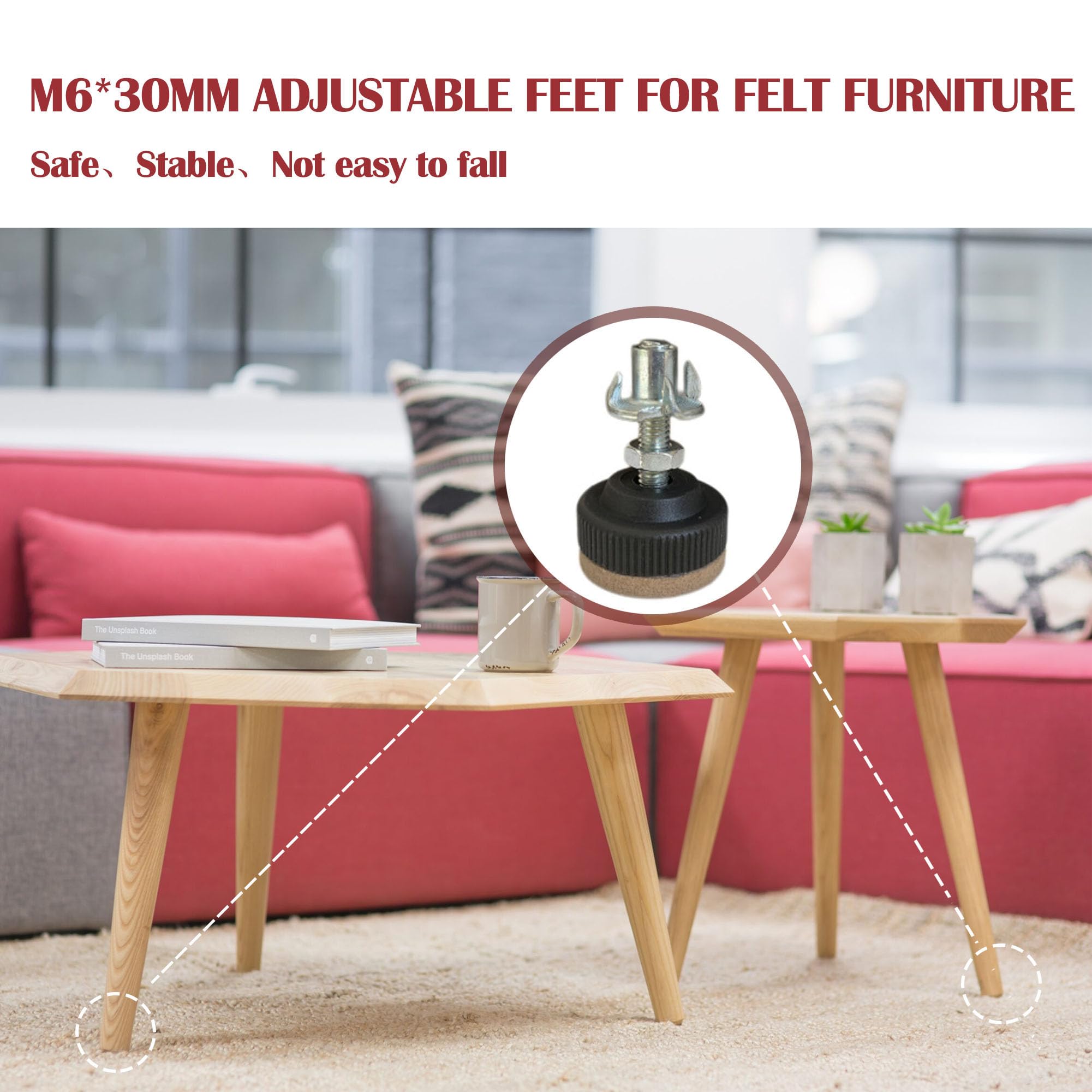 Pieds De Nivellement à Vis M6 X 30mm 6 Pièces Pieds De Nivellement