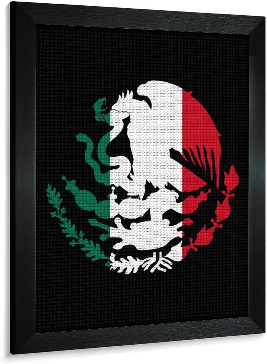 Mexico Mexican Flag Emblem Diamond 5D Painting Kits with Frame DIY Full Round Drill Gem Art Crafts for Home Wall Decor 16 X 20in Blackwood 40 * 50cm