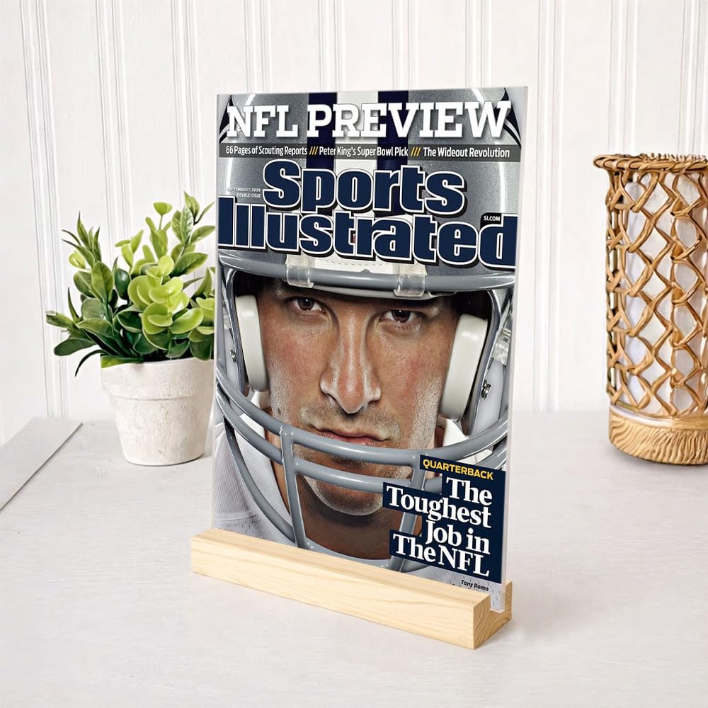 DesignSkinz 5.8x8 Inch Acrylic Print with Pine Wood Base, 1mm Acrylic Display, Desk Decor, Modern Home & Office Decoration, Minimalist Shelf Décor | Tony Romo-picture-26