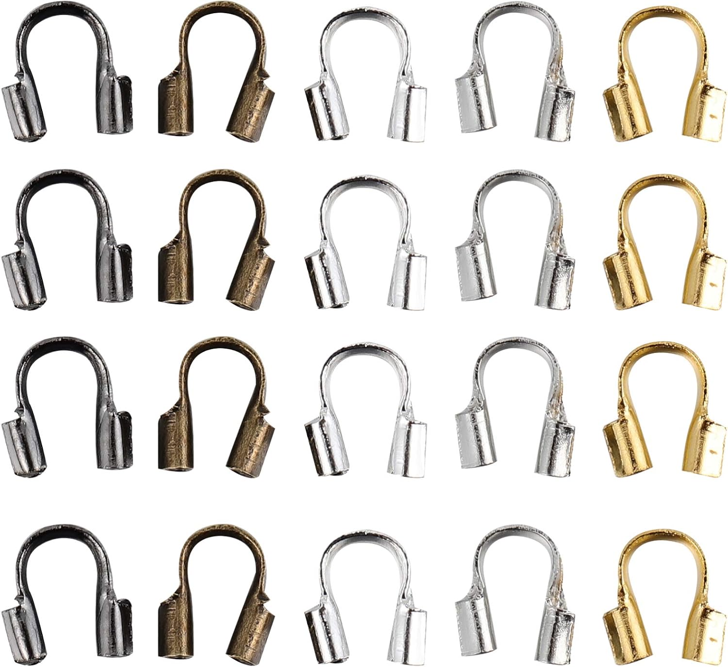 500Pcs Fold Over Crimp Cord Ends U Shape Jewelry Tail Buckle Ribbon Terminators Cord Ends Cap Jewelry Connector Components for DIY Craft Making