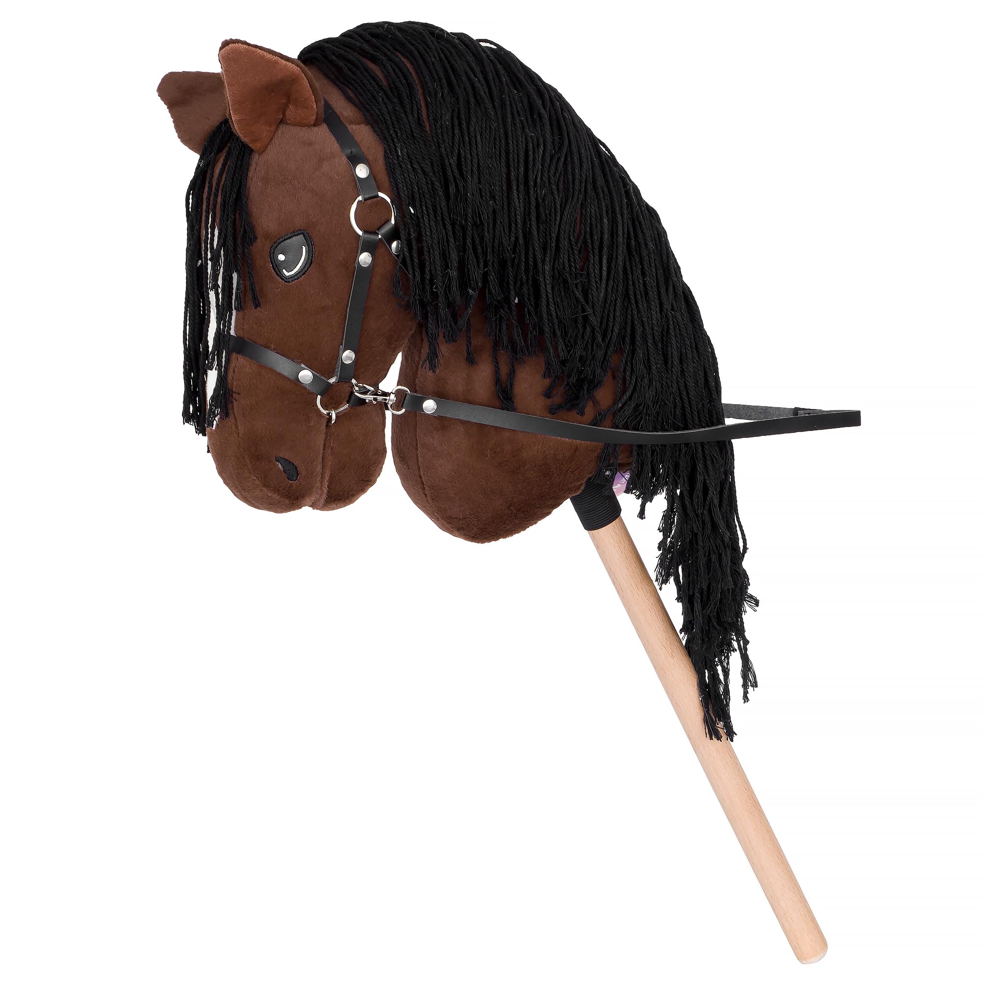 Start Hobby Horse – realistyczny koń na kiju z długą grzywą do układania fryzury – dla dzieci (A3) (Bella (Brązowy))