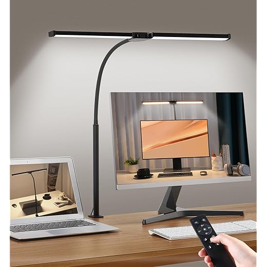 Dual-Head Clamp LED Monitor Lamp with Remote