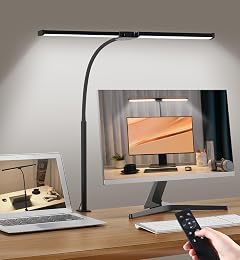 Led Desk Lamp for Home Office Eye-Care Architect Light with Clamp Smart Double Head Computer Monitor Table Clip