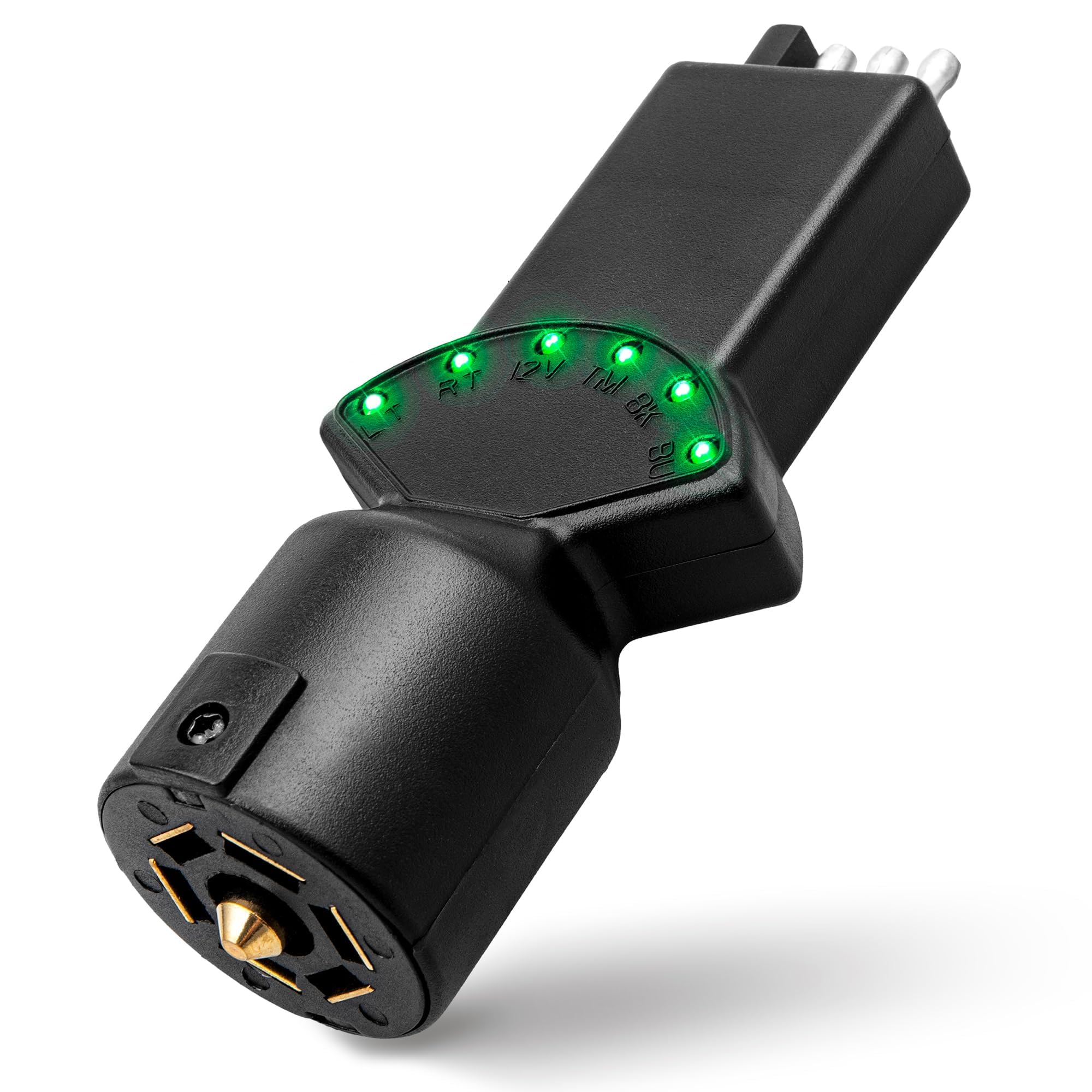 Oyviny 7 Way Blade & 4 Pin Trailer Light Circuit Tester with LED Indicators 6 Function Light Tester for RV Truck Vehicle Side Trailer Socket Tester