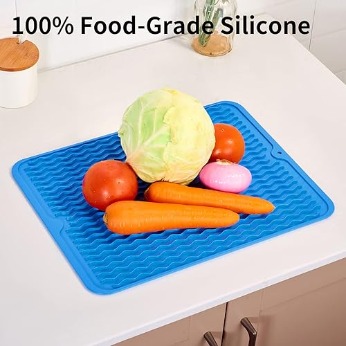 Miniatura 6 de Tapete de silicona para secado de platos para encimera de cocina, grande, multiuso, ecológico, para encimera de cocina mate, fácil de limpiar,