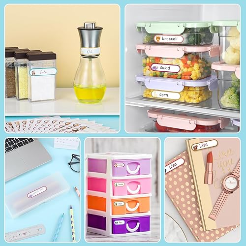 Miniatura 5 de 480 piezas de etiquetas para biberones para guardería, etiquetas de nombre impermeables autolaminadas, etiquetas de nombre escolares para escribir