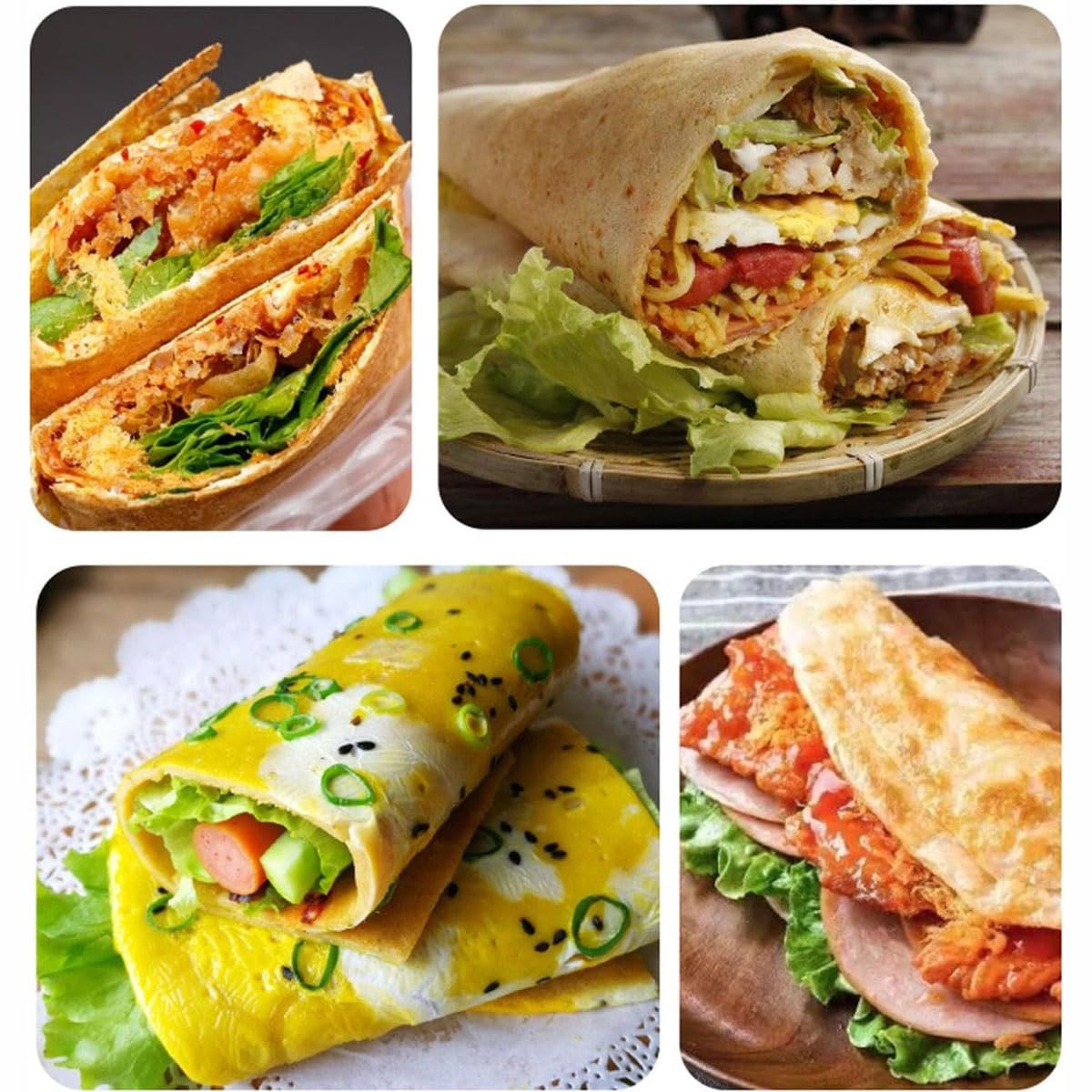 Máquina para Hacer Crepes Comercial, máquina para Hacer panqueques a Gas multifunción de 40/45/50 cm con Kit para panqueques, Plancha para panqueques con (40cm)