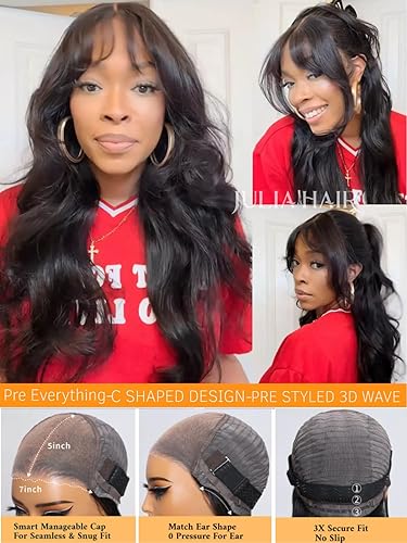 Miniatura 6 de Julia Hair Bye Bye Knots - Peluca de flequillo para cortina, sin pegamento, esponjosa, natural, suelta, precortada, 7 x 5, HD, encaje frontal,