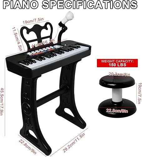 Vista 52 de Love & Mini - Piano/teclado de juguete para niños de 3 a 5 años como regalo de cumpleaños, con 24 teclas, color rosa; instrumento musical de juguete