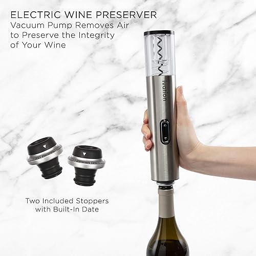 Miniatura 9 de Ivation Juego de regalo de vino 6 en 1: incluye abridor eléctrico de acero inoxidable, conservador al vacío, 2 tapones de corcho, cortador de papel