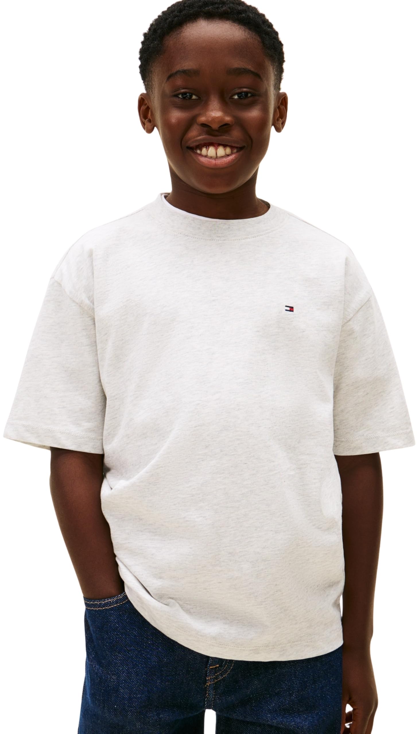 Tommy Hilfiger Boy's Essential Archive FIT TEE SS KB0KB09646 Other Tops, Grey (Mid Grey Heather), 16 Years