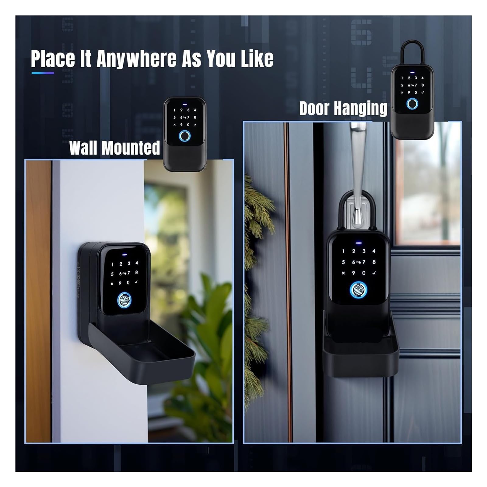Cassaforte, Smart Key Lock Box Controllo delle impronte digitali Codice di accesso Scheda sblocco Bluetooth