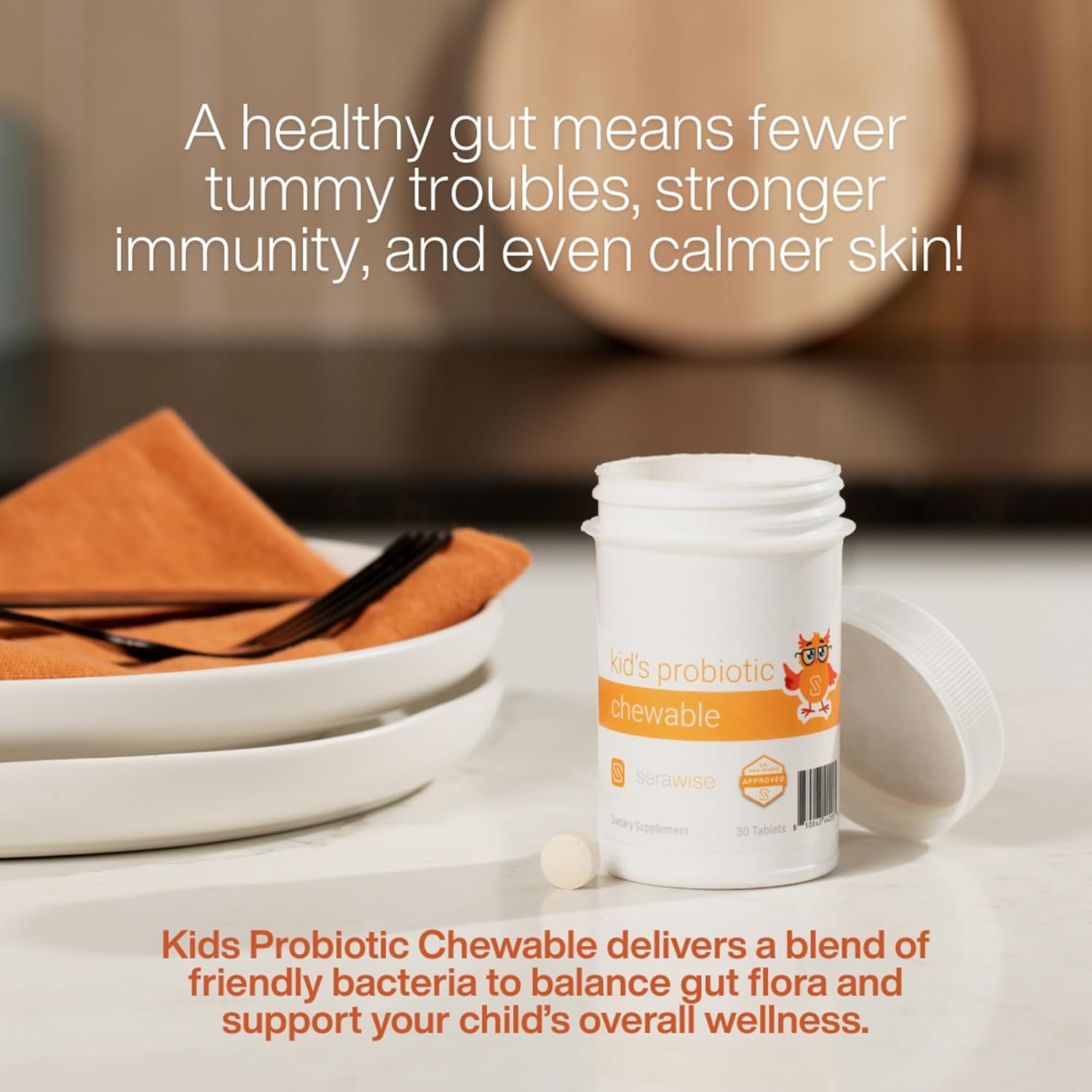 Kid’s Probiotic Chewable by Dr. Ana Maria Temple | Synergistic Probiotic Formula Offering 10 billion (CFUs) Per Dose | 11 Diverse Strains | Natural Mixed Berry Flavor 30 Chewable Tablets