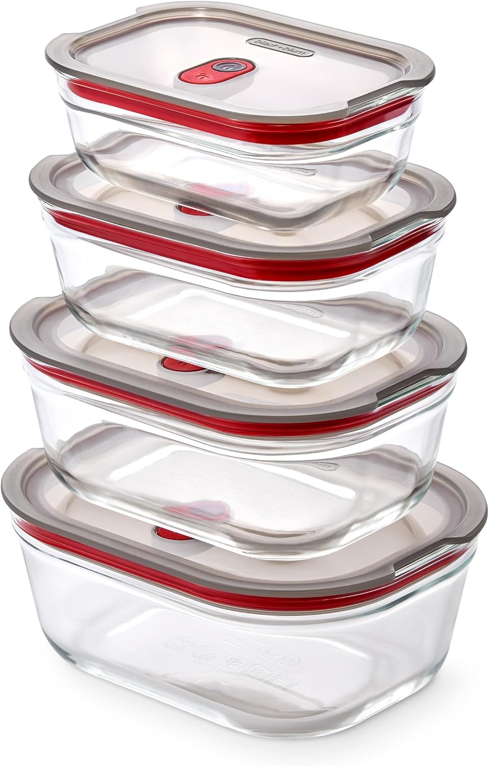 BLACK + BLUM Stack + Nest Glass Food Storage Container Set | Mix Set 4 Pack