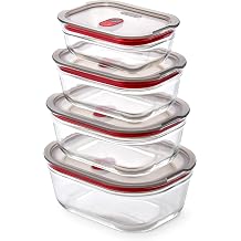 BLACK + BLUM Stack + Nest Glass Food Storage Container Set | Mix Set 4 Pack