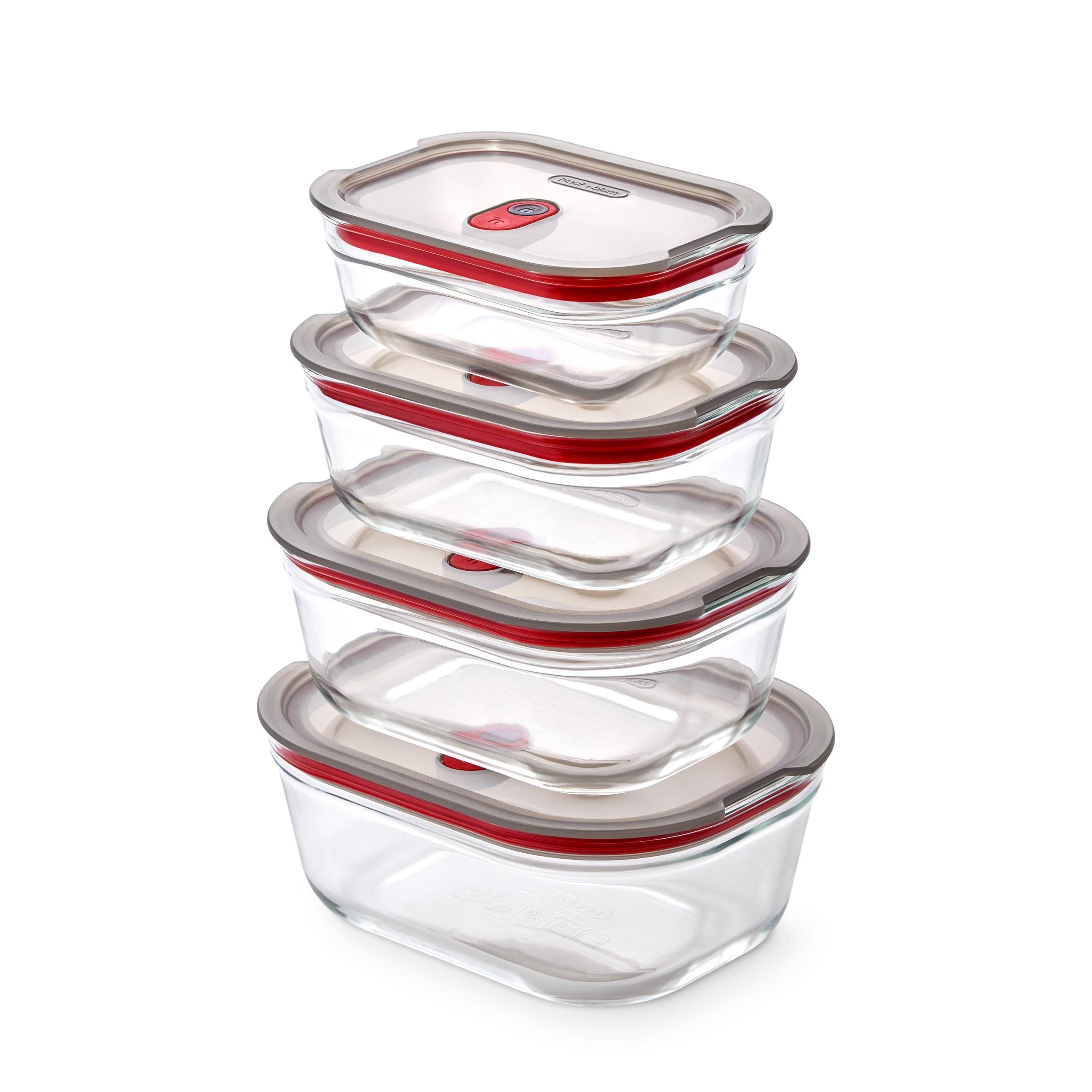 BLACK + BLUM Stack + Nest Glass Food Storage Container Set | Mix Set 4 Pack