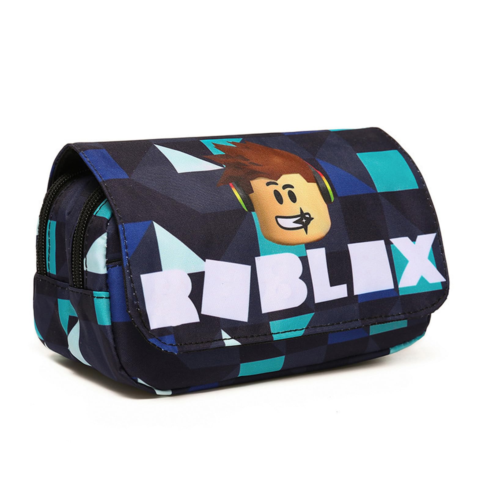 Driflo Roblx Pencil Case, Roblx Pen Box, Double Layers Pencil Case, Blue Pen Bag Large Capacity with Zipper School Supplies, Gifts for Student, Friends and Fans