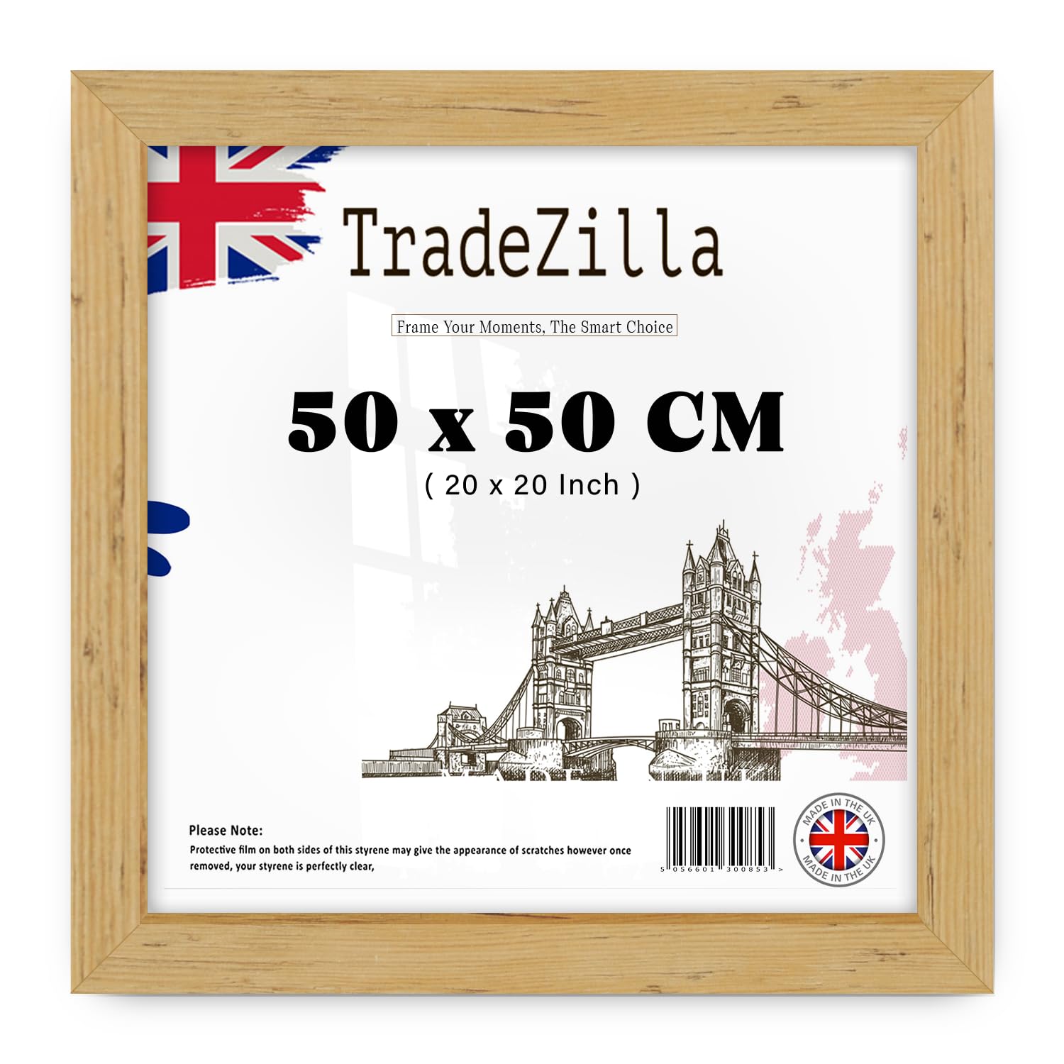 TradeZilla | Wood Finish Poster Frame (50 x 50 CM) Portraits & Landscape Display, Premium MDF Frame with Stylish Wood Texture, Home Décor [ Pine ] — image 1