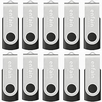 Enfain USB 3.0 32GB Flash Drive Shareable 10 Pack for Universal Data Storage at Home & The Office, Write Speed 25MB/s, Read Speed up to 90MB/s (Black)