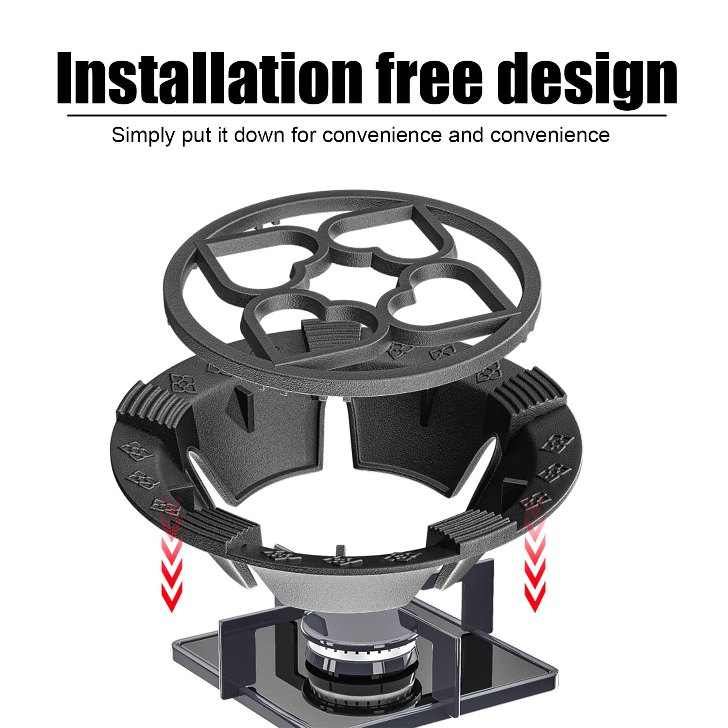 Anneau Support Plaque Cuisson Gaz - 19cm Universel Plaques Plat Grille en Fer avec 8 Fentes de Fixation dans Le Fond pour Cafetière Petit Pot Cuisine Fonte Fritures Four à Café Wok