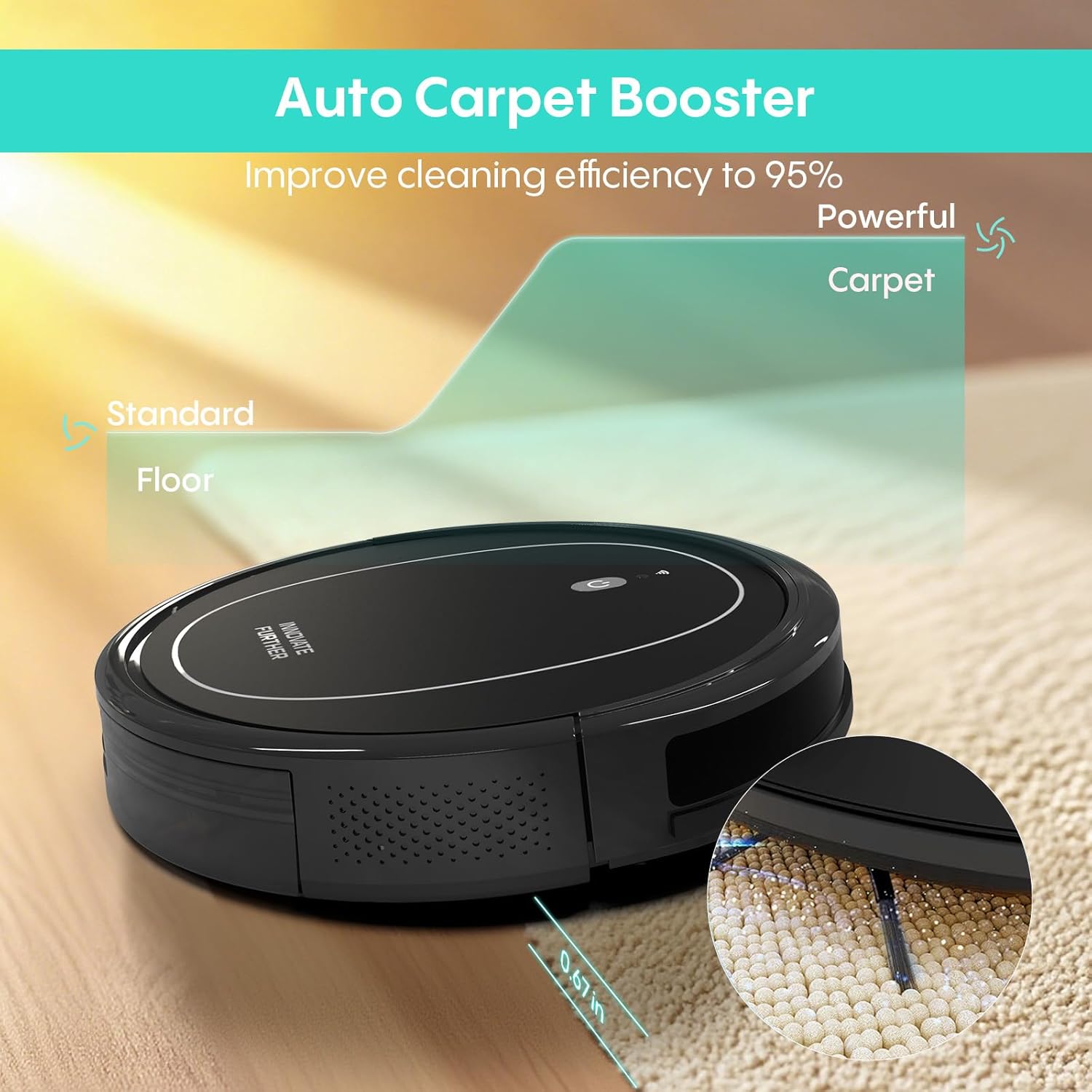 Robotic Vacuum Cleaner with Automatic Carpet Boosting