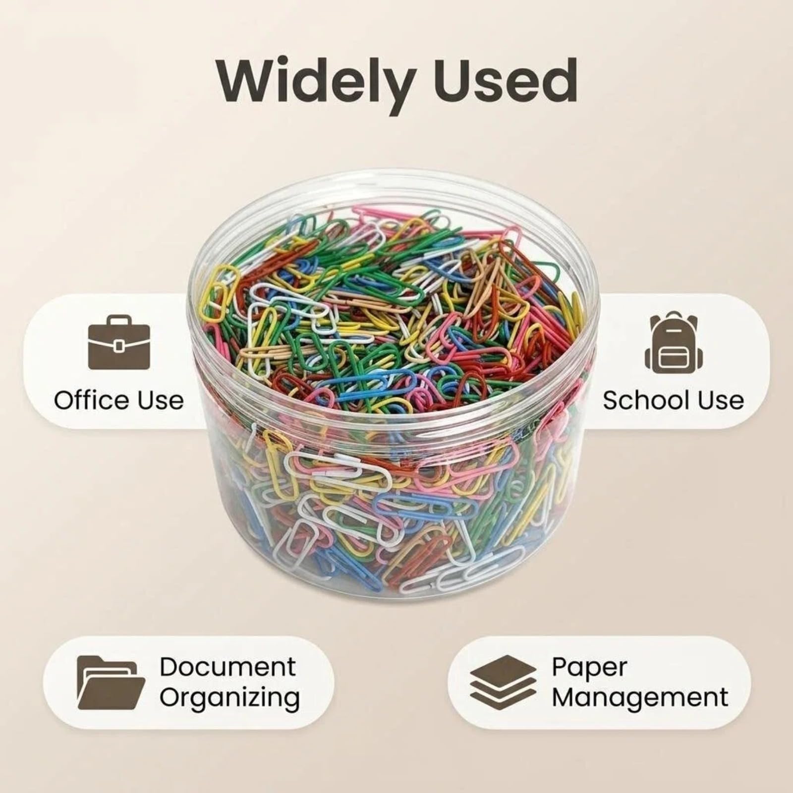 Büroklammern, bunt, 1000 Stück, klein, 2,8 cm, langlebig und rostfrei, beschichtete Büroklammern, ideal für Büro, Schule, Dokumentenorganisation (mehrfarbig)
