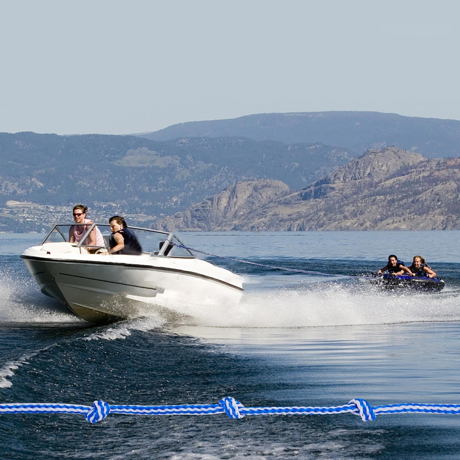 Corda di traino per sport acquatici Heavy Duty Cablaggio di traino Corda da sci d'acqua Corda per tubi trainabili Sci nautico Barche Durevole Corda di traino