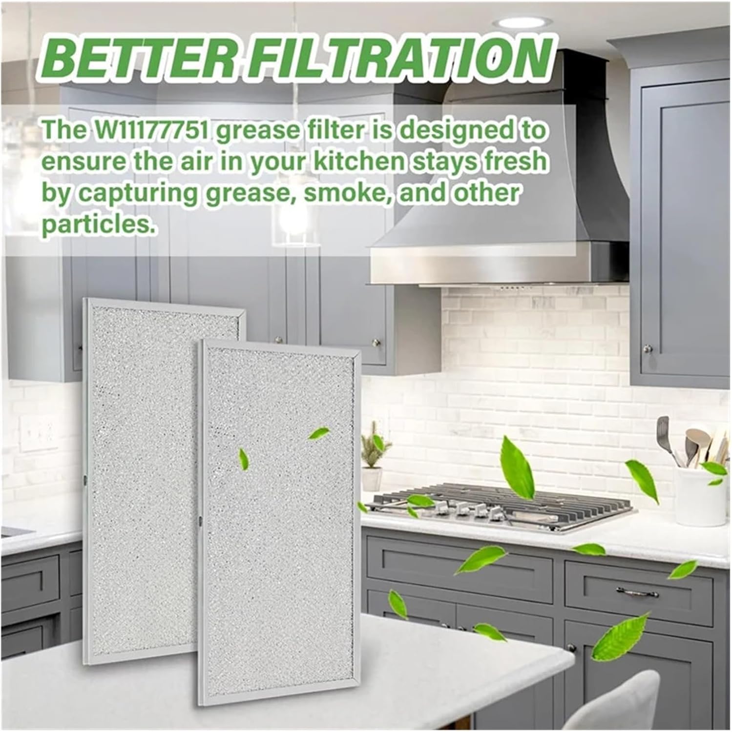 Grease Filters W11177751 Range Hood,Compatible For Whirlpool,Replacement W10419114 W10834041 W11176974 4547137 AP6285612 Anti Grease