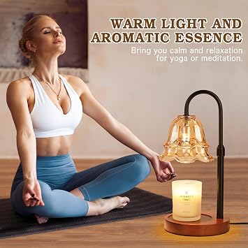 Funistree Candle Warmer Lamp with Timer & Dimmer, Adjustable Height Christmas Birthday Gifts for Women Mom, Flower Candle Lamp Warmer, Wax Warmer with 2 Bulbs, House Warming New House Decorations